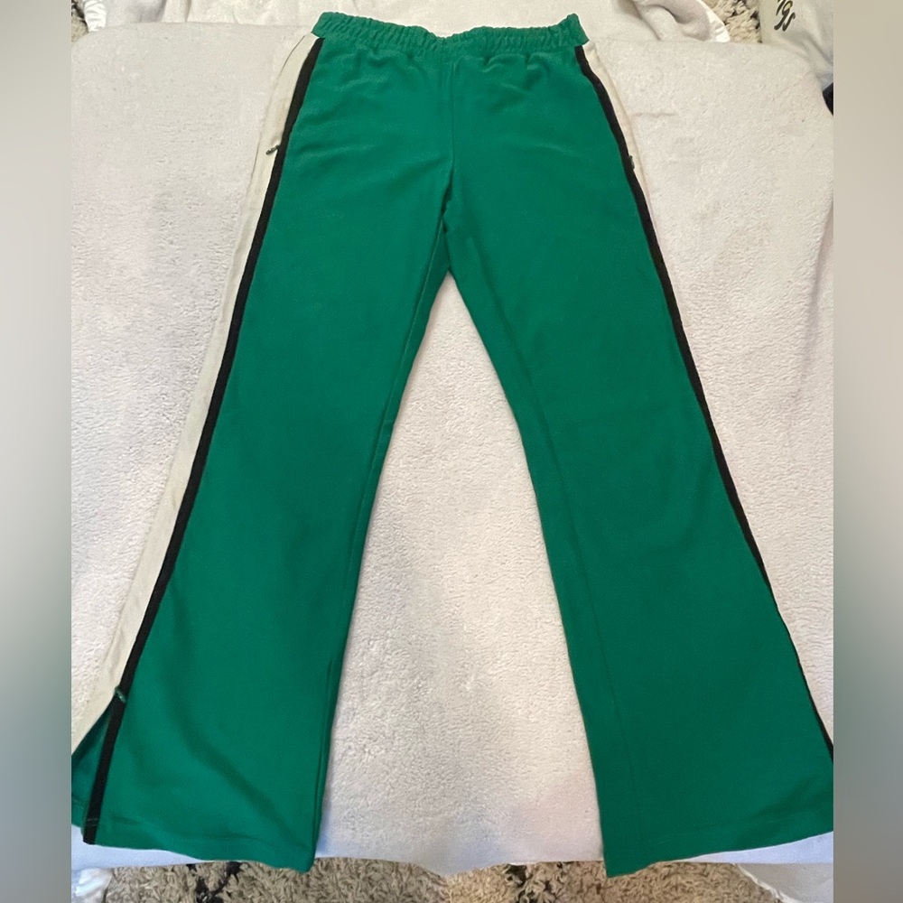 Maeve Green women’s athletic with Black and white Stripes